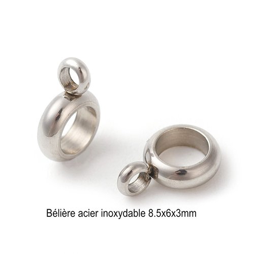 10 perles bélières intercalaire acier inoxydable 8.5x6x3mm