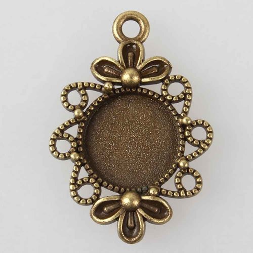 4 supports cabochon pendentif bronze 12mm