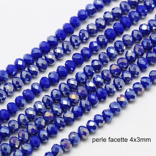 50 perles verre abbaccus bleu nuit prisme 4x3mm