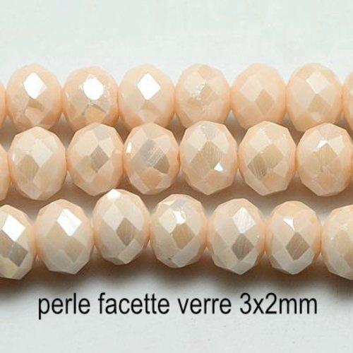 50 perles verre rondelles abaccus nude 3x2mm