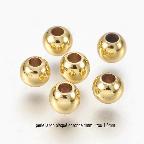 20 perles rondes laiton  or 24kt 4mm