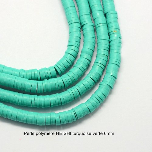 100 perles palet plat pâte polymère heishi turquoise verte  6mm