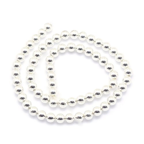 10 perles hématite non magnétique grade aaa plaqué argent 4mm
