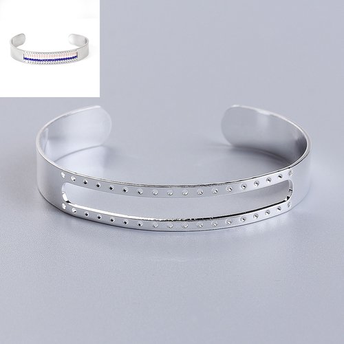 Bracelet manchette 15mm argenté pour tissage perles
