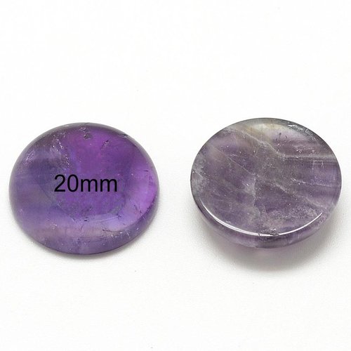 1 cabochon pierre gemme améthyste 20mm