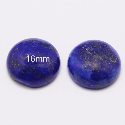 2 cabochons pierre gemme lapis lazuli 16mm