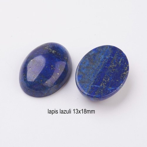 2 cabochons à dos plat naturel lapis-lazuli, ovale, 18x13mm