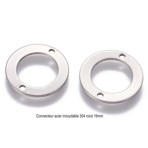 6 connecteurs ronds acier inoxydable 304 diametre 16mm