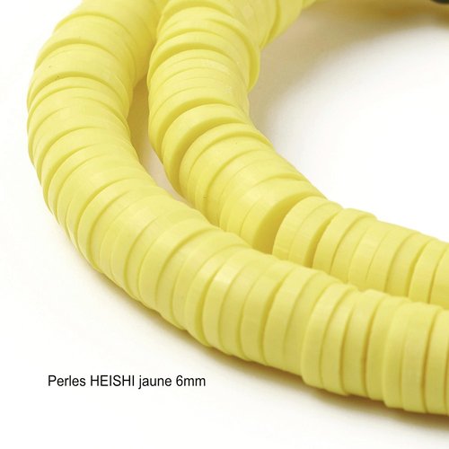 100 perles palet plat pâte polymère heishi jaune  6mm