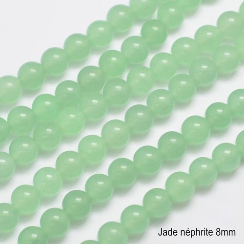 10 perles jade néphrite naturelles 8mm