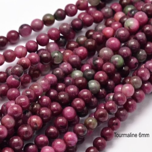 10 perles rondes pierre de tourmaline vert /rosé 6mm