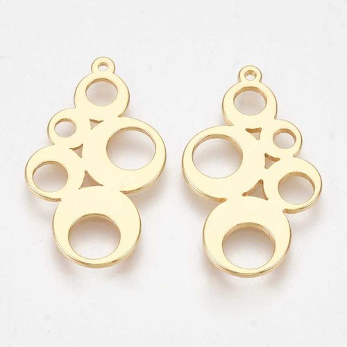 2 pendentifs laiton  or 24kt  cascade bulles 24x14mm