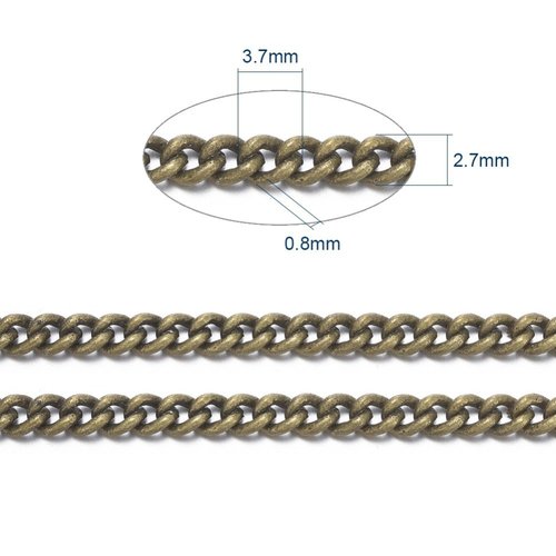 1 mètre  s096  chaine laiton  soudé  bronze gourmette  3.5x2.5mm