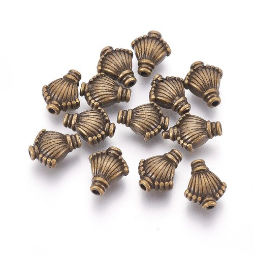 10 perles intercalaire fleur bronze  vintage 8x10mm