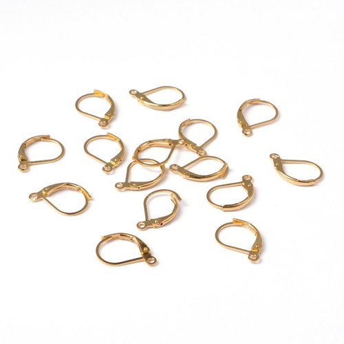 10 attaches boucle d'oreilles laiton dormeuse or 10x15mm
