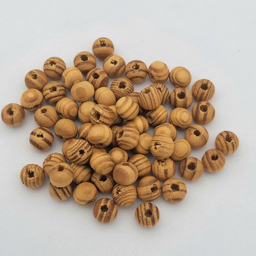 50 perles miniatures en bois rondes burlywood 8mm