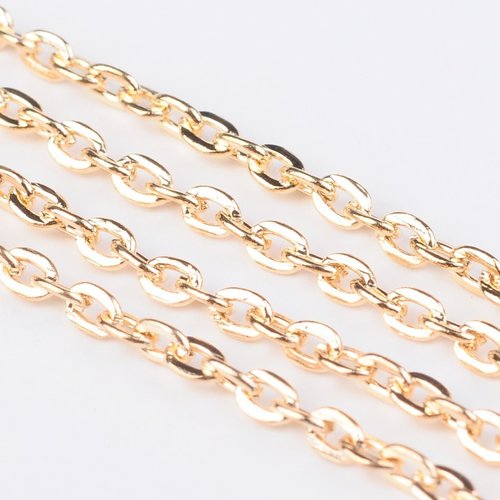 1 mètre  s124 de chaîne  or ovale 3x2mm épaisseur 0,5mm