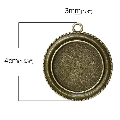 4 supports cabochon bronze tressé 25 mm interne