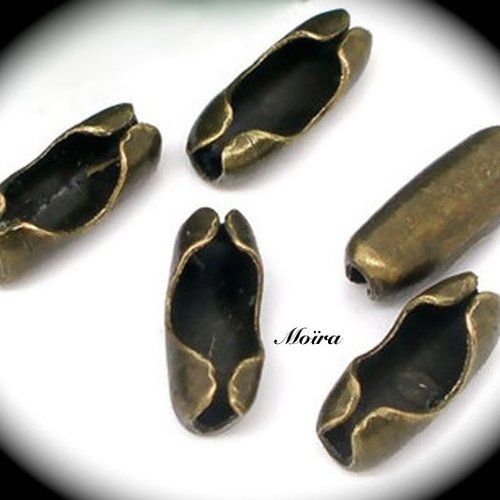20 attaches chaine billes bronze  pour chaine 1.5 a 2mm