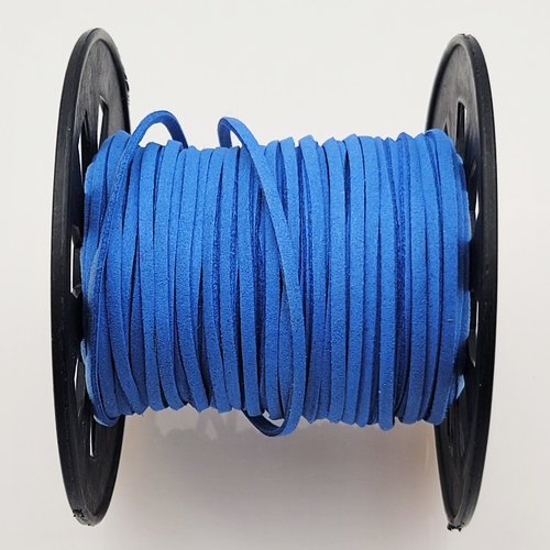 1mètre de cordon suédine plat bleu royal  3x1,5m
