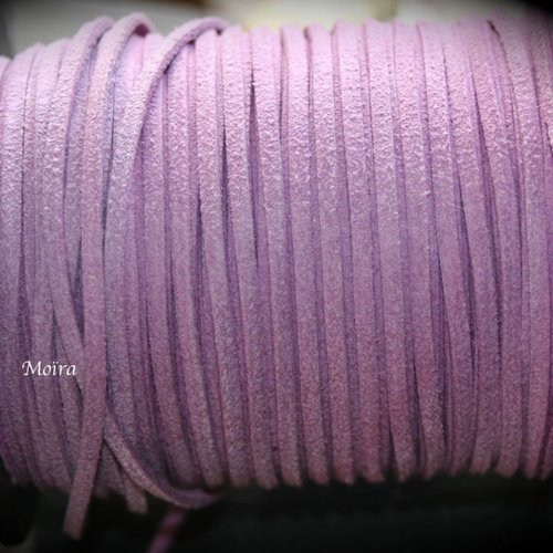 1mètre de cordon suédine plat lilas parme  3x1,5m