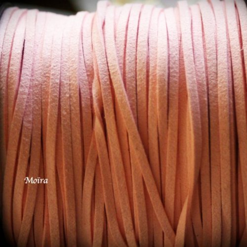 1mètre de cordon suédine plat rose pâle 3x1,5m