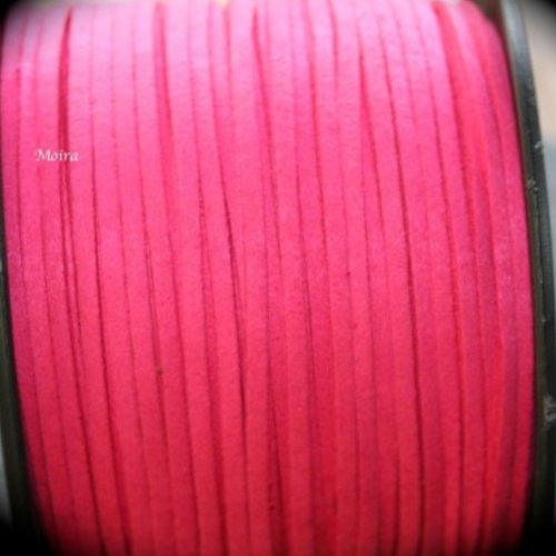 2 mètres de cordon suédine plat rouge framboise  3x1,5m