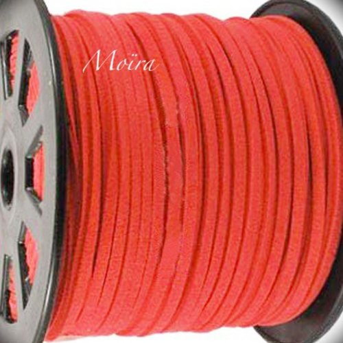 2 mètres de cordon suédine plat corail diamètre 3x1,5m