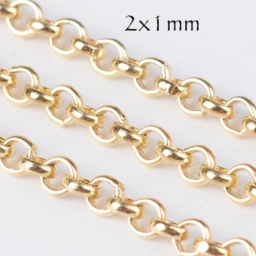 1mètre de chaine 066 doré 24kt maille rond  2x1mm