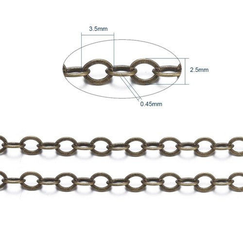 1 mètre ref029 : chaine laiton  bronze maillon ovale soudé 3,5x2.5mm