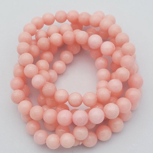 10 perles pierre jade rose shamallow 8mm rondes