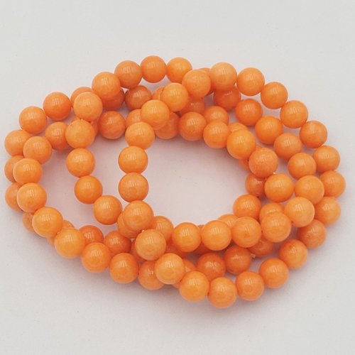 10 perles pierre jade orange melon 8mm rondes