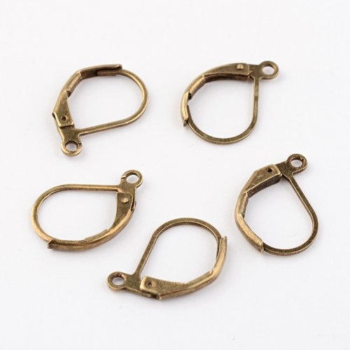 10 attaches boucle d'oreilles laiton couleur bronze dormeuse 10x15mm