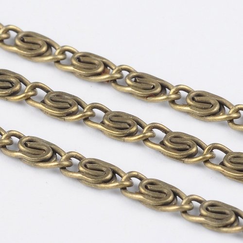 1 mètre  chm003ychaine fantaisie torsadée bonze 2,5x6,5mm