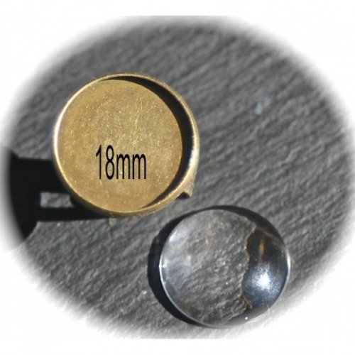 2 supports de bague ronde a cabochon bronze  18mm