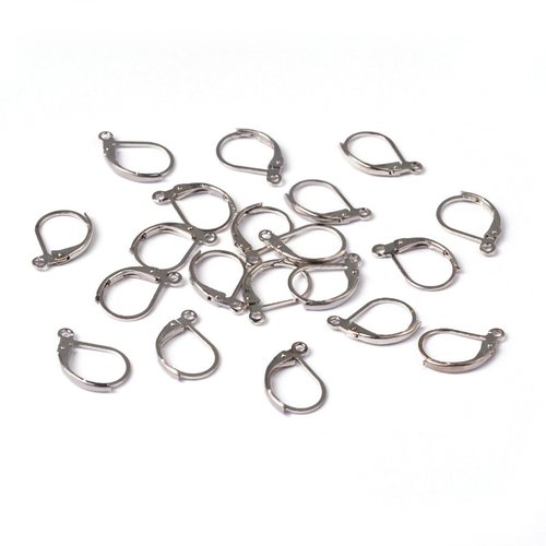 10 attaches boucles d'oreille laiton couleur argenté platine 15mm