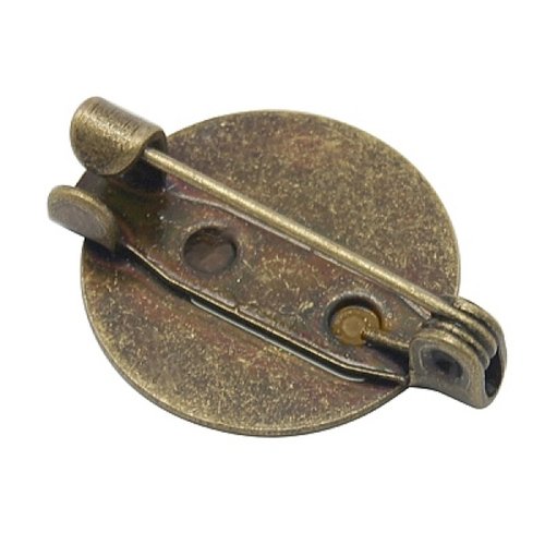 2 supports broche ronde laiton bronze 19x15mm
