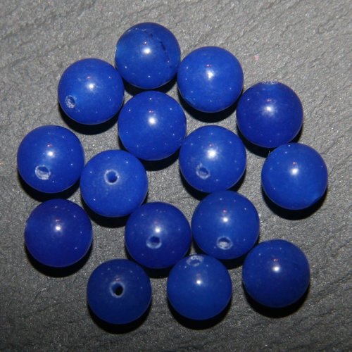 10 perles pierre jade bleu roi ronde  8mm