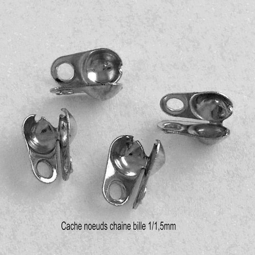 20 cache noeuds métal argenté platine  pour chaine bille 1/1.5mm