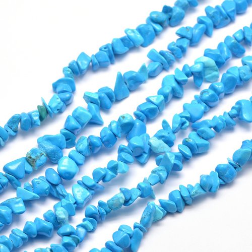 Perles de pierre naturelle chips turquoise bleu  (320perles)  5x8mm