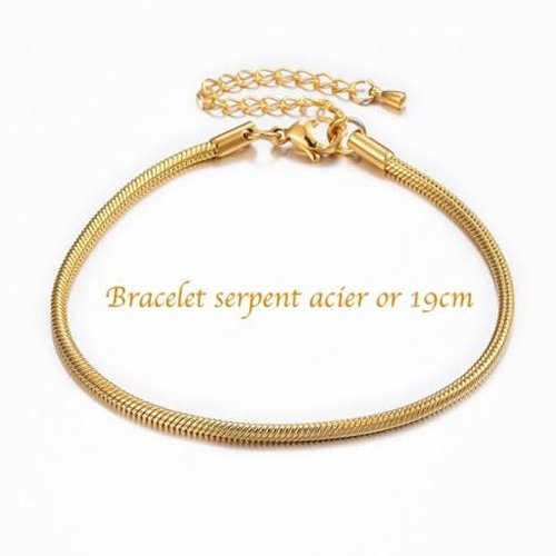 1 bracelet acier inoxydable or maille serpent 20cm