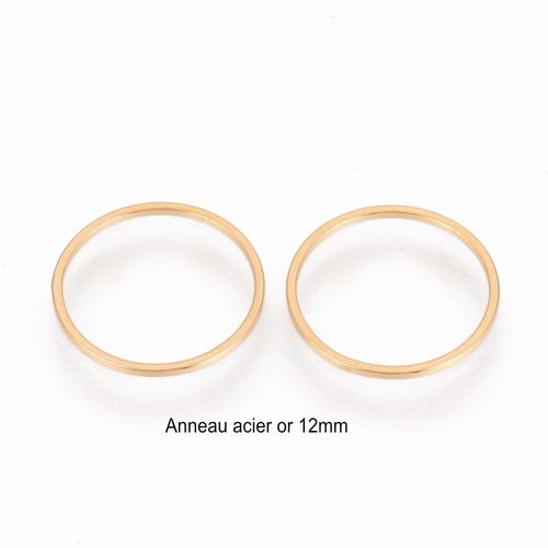 6 anneaux acier inoxydable rond or 12mm