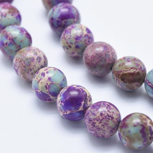 20 perles régalite magnésite turquoise /violet marbrée 6mm