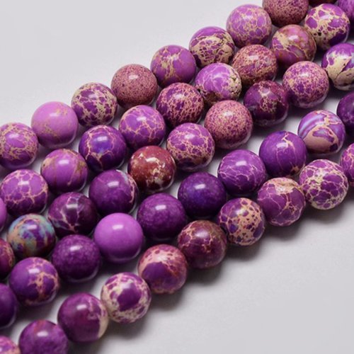 20 perles régalite prune violet marbrée ronde diamètre 6mm