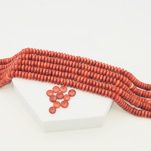 30 perles de  corail  bambou lentilles 4,5x3mm