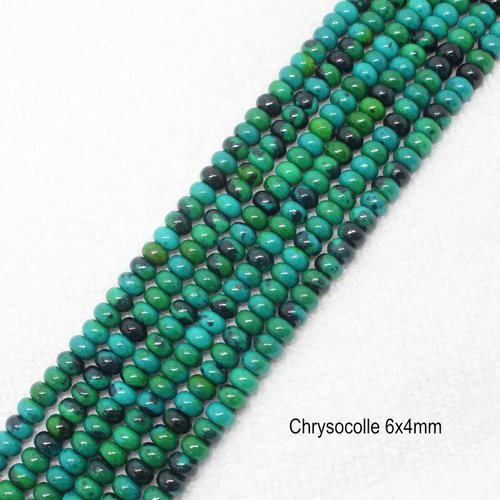 20 perles chrysocolle boulier vert/bleu 6x4mm