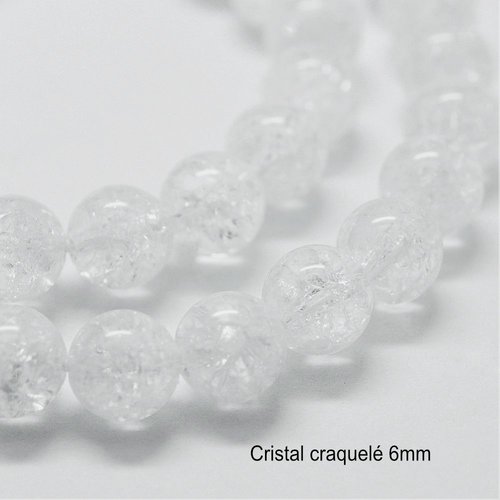 10 perles rondes cristal véritable craquelé 5/6mm