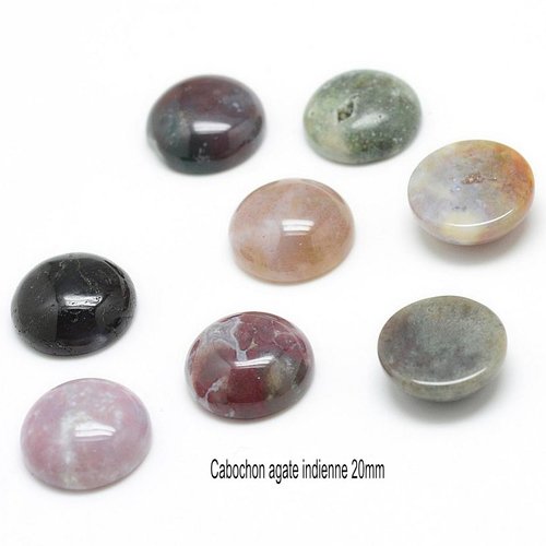 1 cabochon pierre gemme naturelle agate indienne 20mm