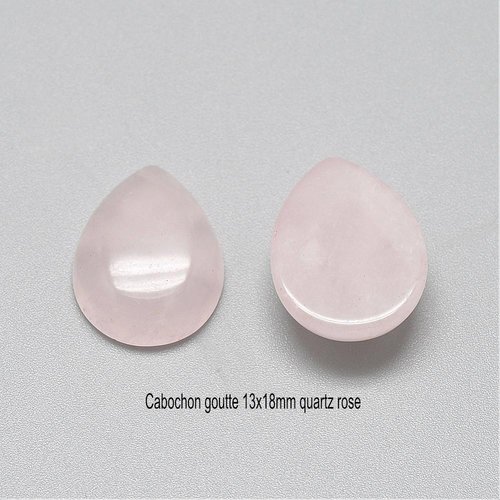 2 cabochons goutte pierre naturelle quartz rose 13x18mm