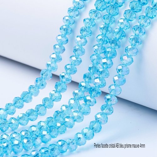 4mm 50 perles cristal ab bleu  prisme mauve